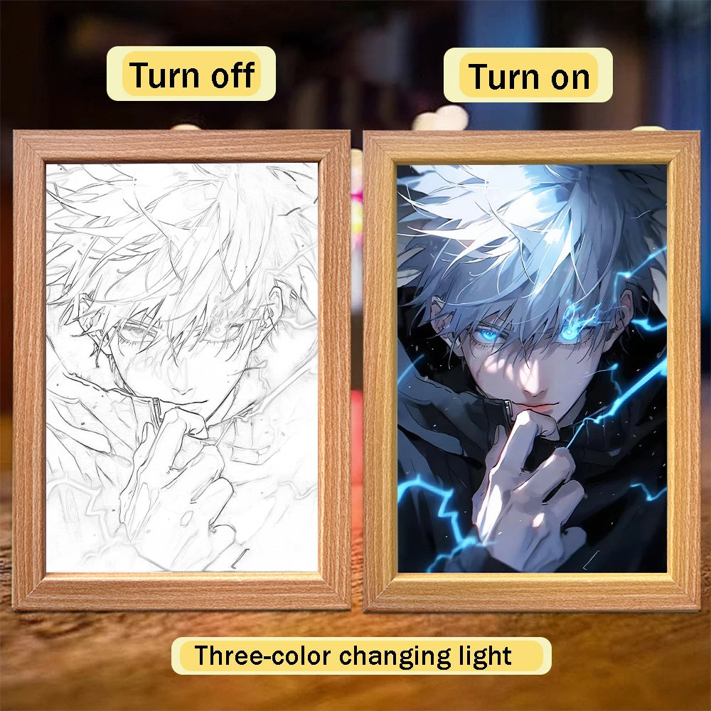 Anime Satoru Gojo LED Lighted Photo Frame with Three Color Modes