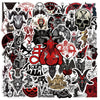 A collection of dark, gothic, and skull-themed stickers featuring various occult symbols and imagery.