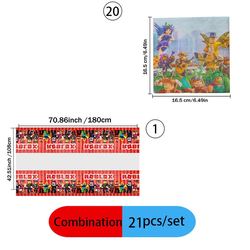 A set of 21 robot-themed disposable party supplies, including a painted figure and various paper elements.