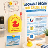 Yellow magnetic duck mail box decor for cruise life featuring a smiling duck design and a watercolor journey card.