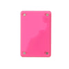 A rectangular pink photo clip with four mounting holes.