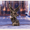 Bronzed Saint Michael Archangel resin figurine with wings and a figure below it.