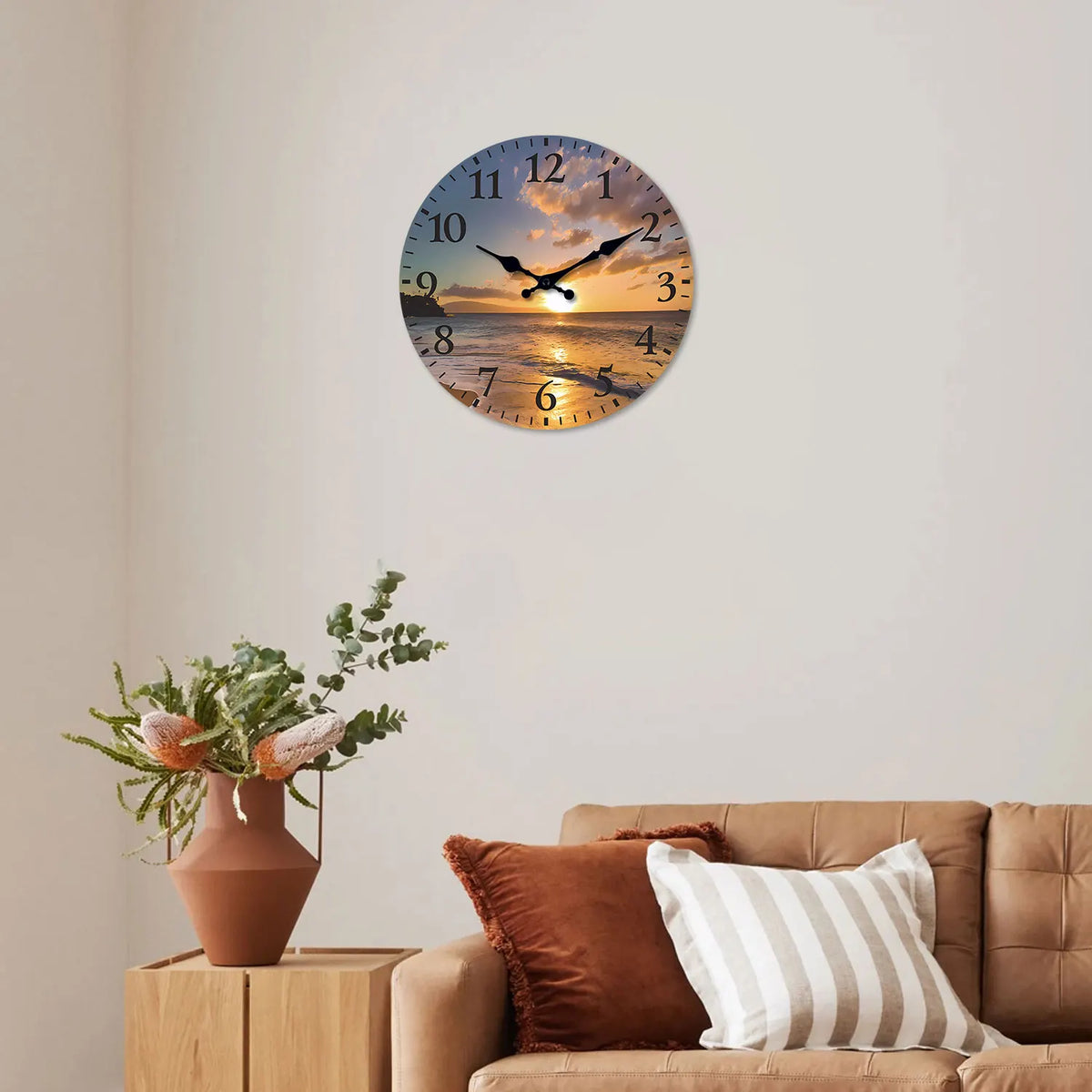 Wooden Patterned Wall Clock with Silent Quartz Movement