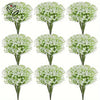 A bouquet of white baby's breath flowers in a green arrangement for weddings and home decor.