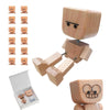 A set of handmade wooden shaking figures with magnetic expressions and a storage box.
