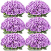 A collection of purple artificial silk rose bouquets arranged in a grid.