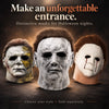 Three distinct latex masks resembling Michael Myers for Halloween nights, showing various facial expressions and scar details