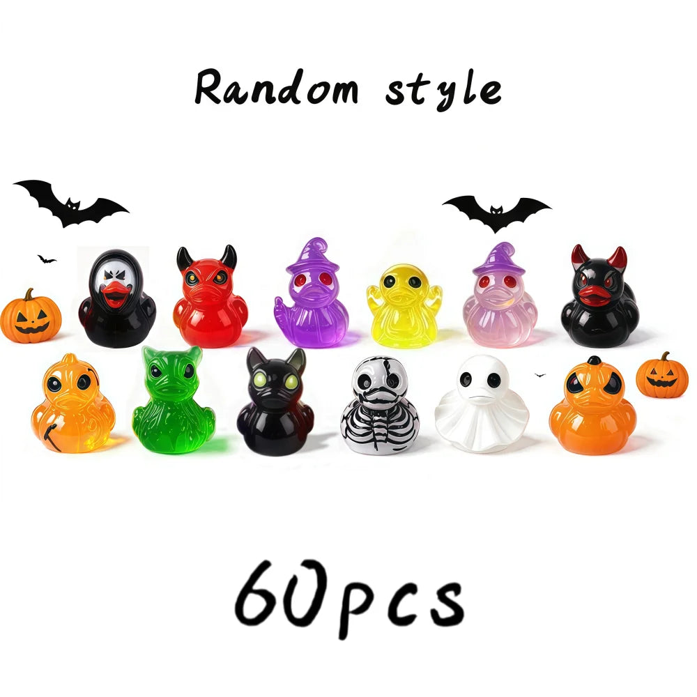 Spooky Mini Duck Figurines for Halloween Decor (Set of 10)