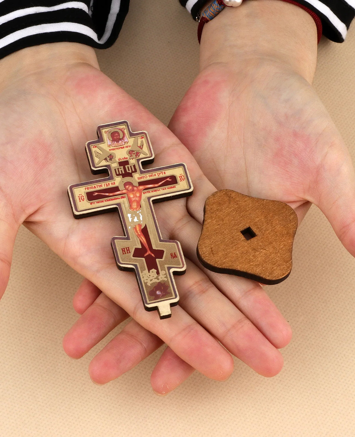 Handcrafted Wooden Orthodox Crucifix Desk Display