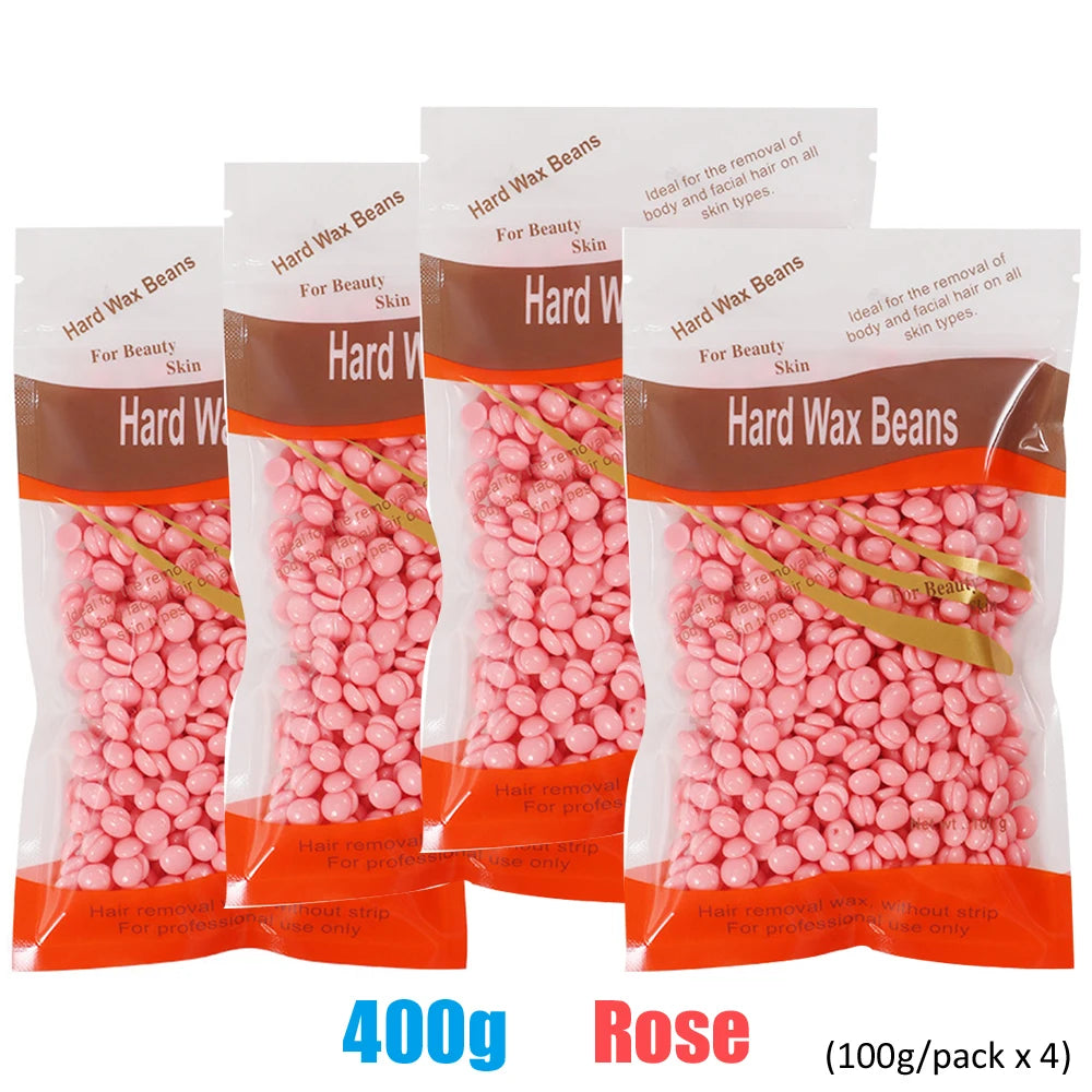 Pack of four 400g Rose Hard Wax Beans for body hair removal