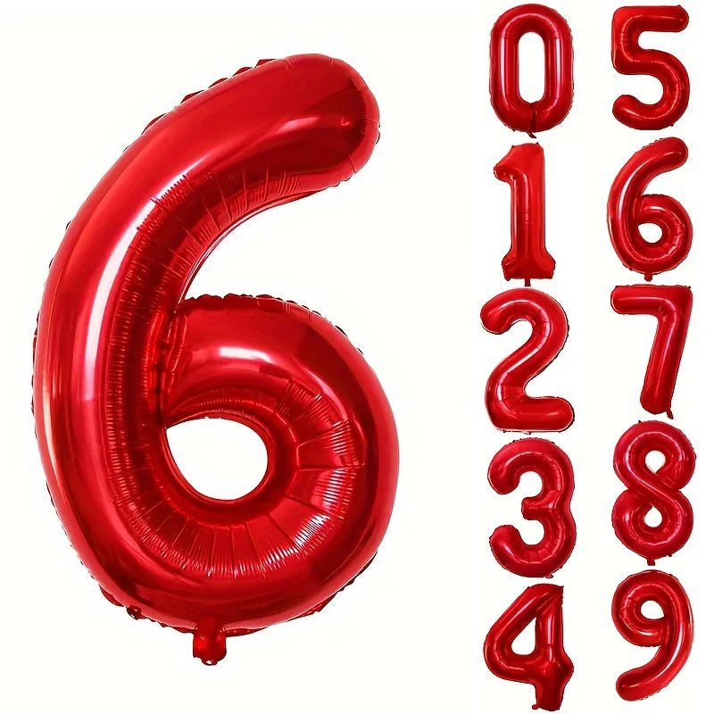 Large Red Number Foil Balloon for Birthday and Anniversary Decor