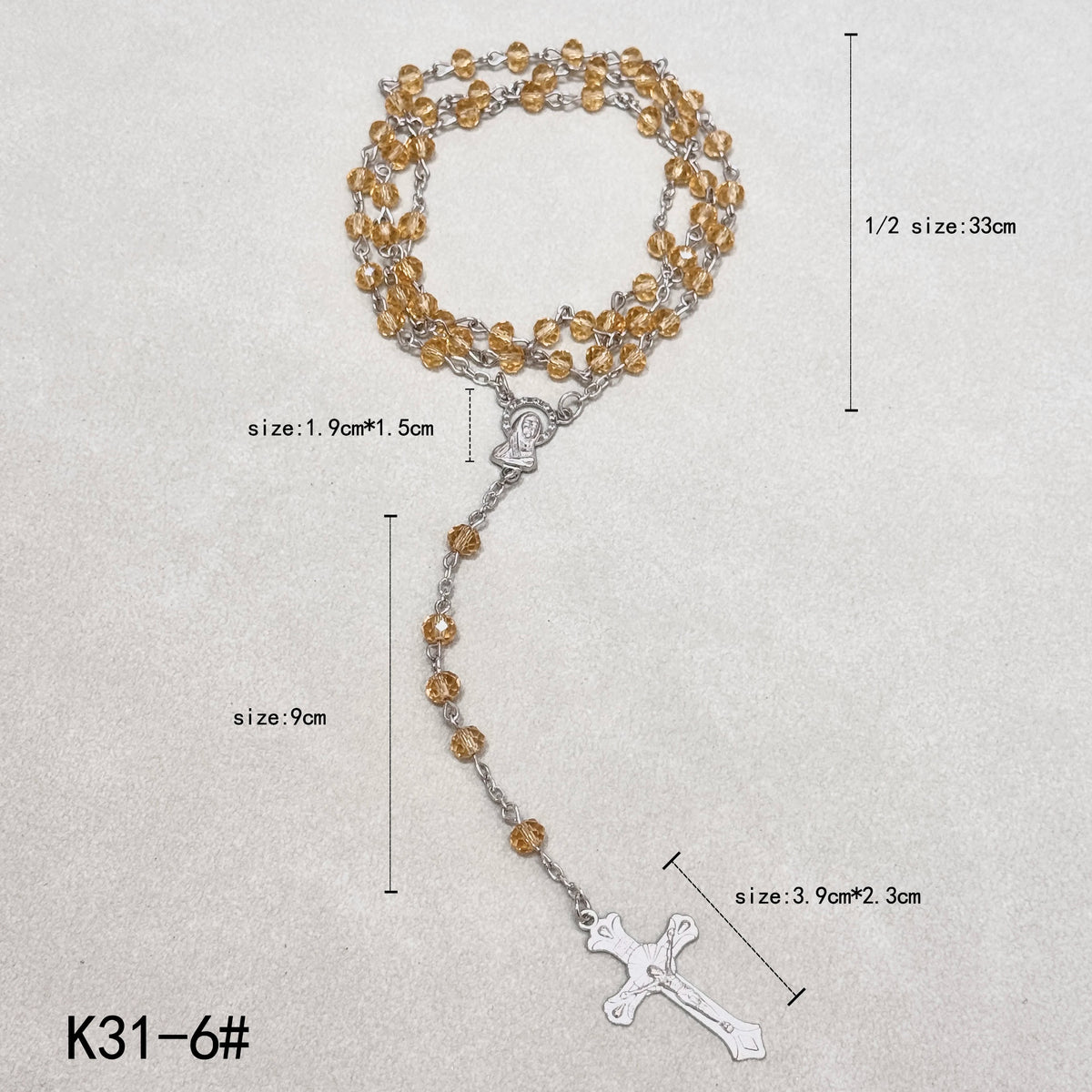 Faceted Crystal Rosary Necklace with Crucifix Pendant