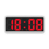 A digital alarm clock displaying 18:08 in bright red LED numbers on a black background.
