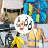 A set of durable glove clip holders in various colors and materials shown alongside a yellow bicycle and an orange safety ves