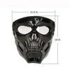 Black skull full face motorcycle and bicycle mask with a clear windproof lens