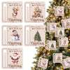 Collection de cartes d'argent en bois décoratives avec des thèmes de Noël comme le Père Noël, les rennes et des designs festi