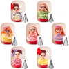 A set of Russian piping tips in various colors and shapes for cake decorating.