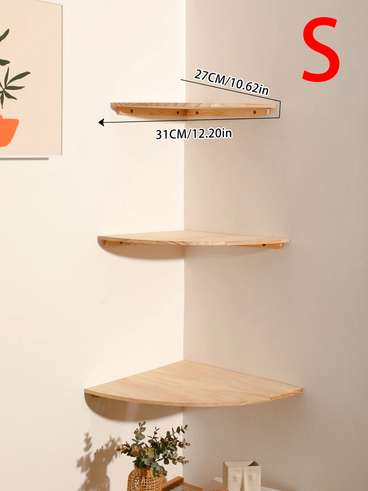 Corner Floating Wooden Wall Shelves for Home Decor