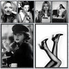 A collage of various portraits featuring Kate Moss, including close-ups and full shots.