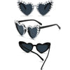 Pair of pearl-embellished heart-shaped sunglasses for brides in black frames