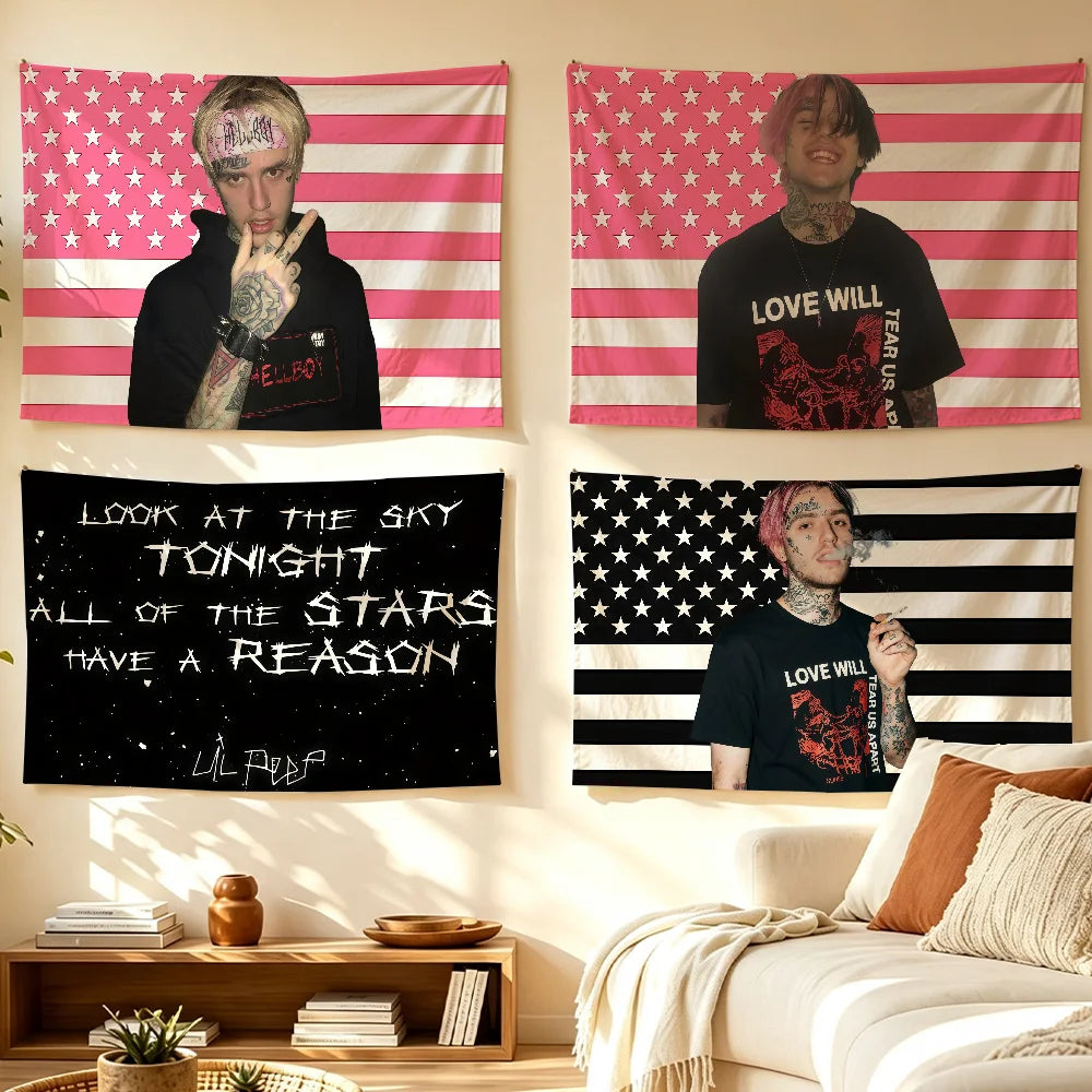 Lil Peep-Inspired Wall Tapestry — Large, Fade-Resistant Music Decor for Bedrooms & Studios
