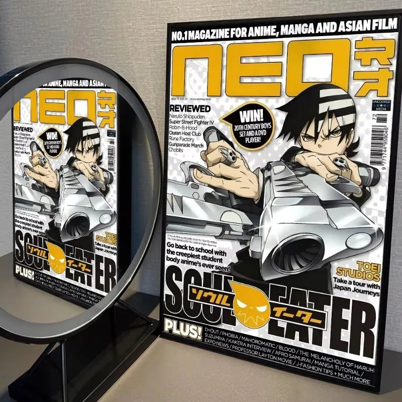 A vertical poster featuring the title NEO magazine cover design with anime and manga art.