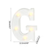 A white alphabet letter light shaped like the letter G, featuring warm white LED lights.
