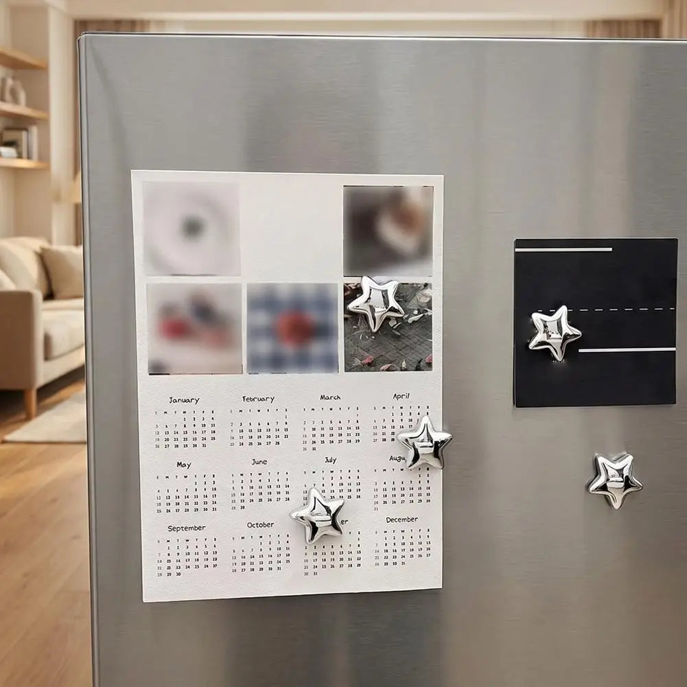 Vintage Silver Star Magnets for Fridge and Photo Wall