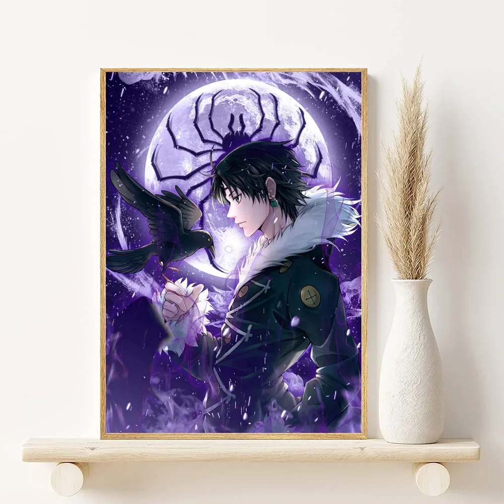 Canvas wall art featuring Hunter x Hunter characters Gon and Killua against a purple moon background