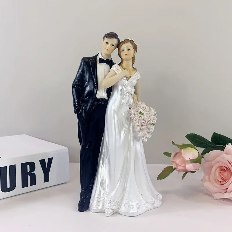 Resin Bride and Groom Cake Topper Figurine Set