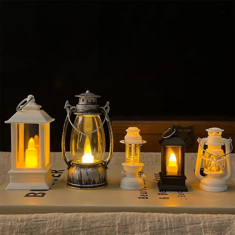 Vintage LED Glowing Lantern for Dollhouse & Night Light Decor
