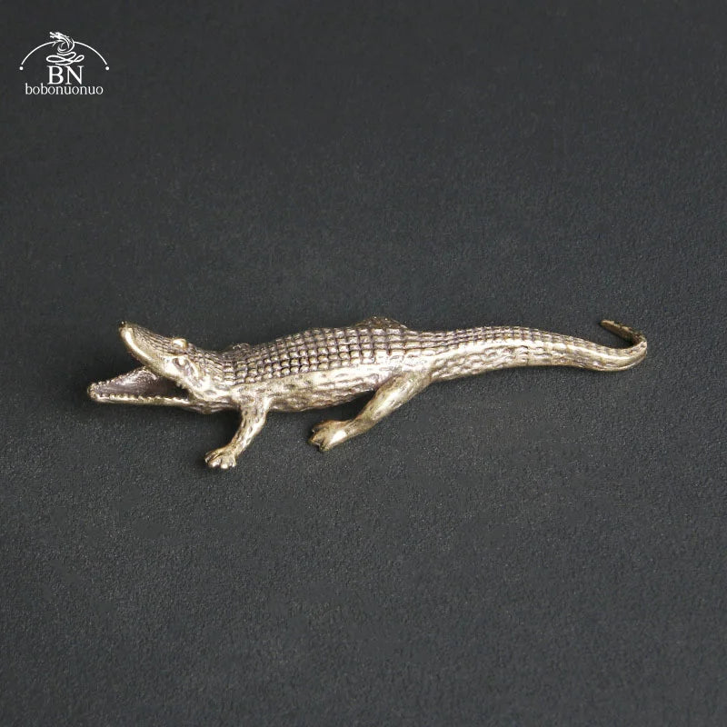 Handcrafted Copper Crocodile Incense Burner Figurine