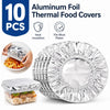 Ten pieces of aluminum foil thermal food covers designed for heat insulation and fitting plates.