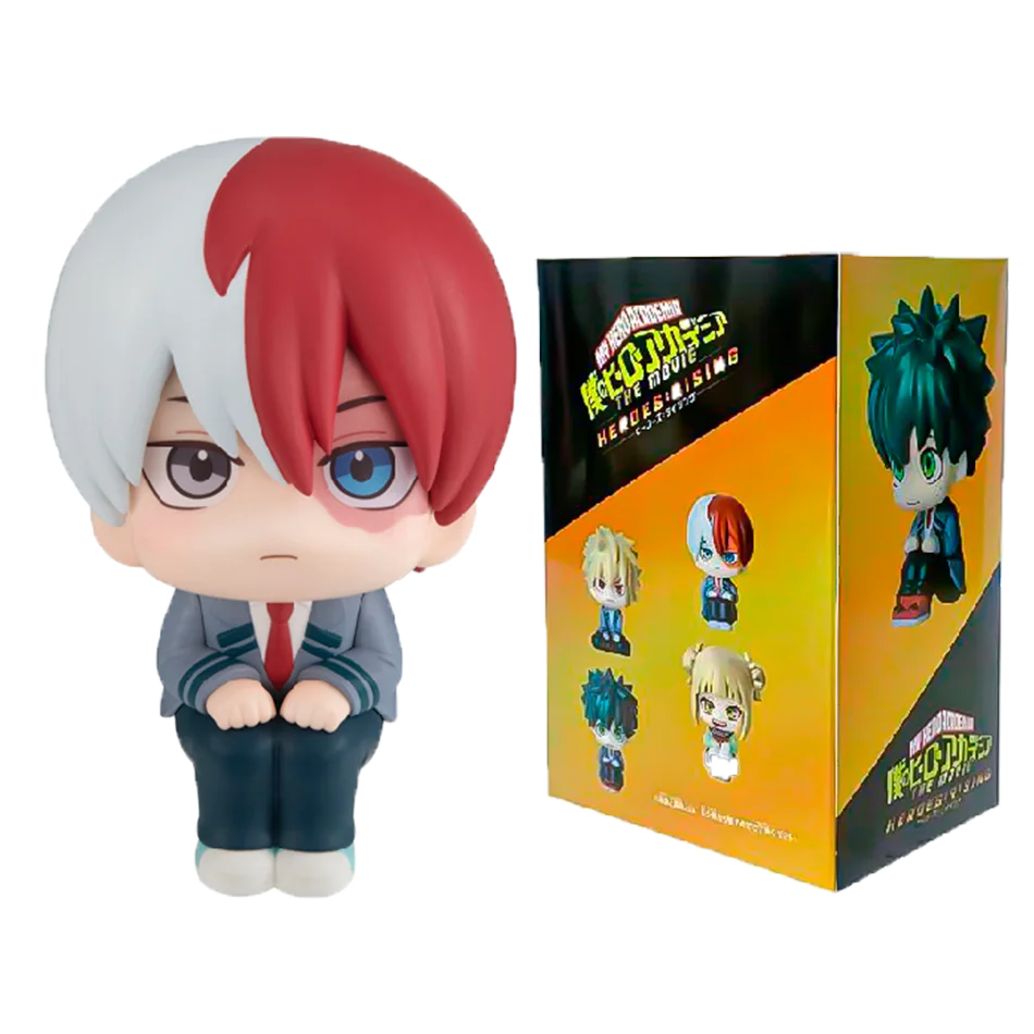 A set of My Hero Academia chibi collectible figures featuring Izuku, Bakugo, Shoto, and Toga.
