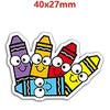 A set of colorful, smiling pencil-shaped resin craft embellishments for bows and DIY projects.