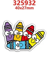 A set of colorful, smiling pencil-shaped resin craft embellishments for bows and DIY projects.