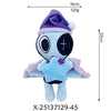 A purple and blue plush toy featuring a wizard hat and a star-shaped cape.