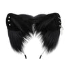Black faux fur fox ears headband for cosplay and themed parties