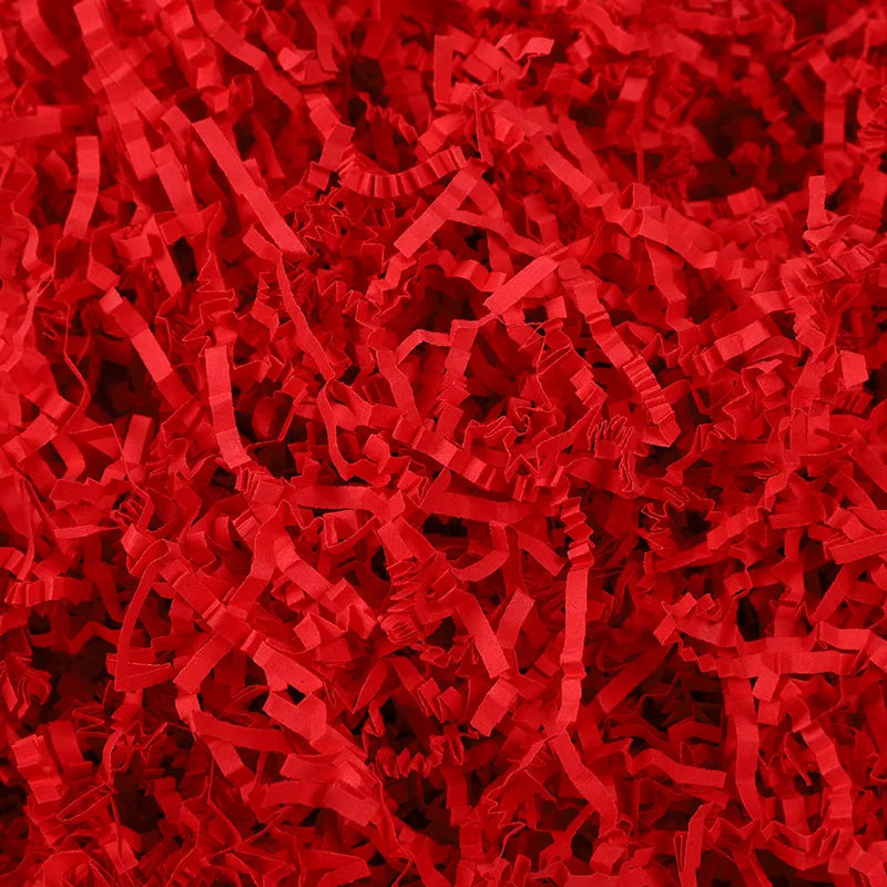 Red crinkle paper shred filler for Halloween treat bags and décor