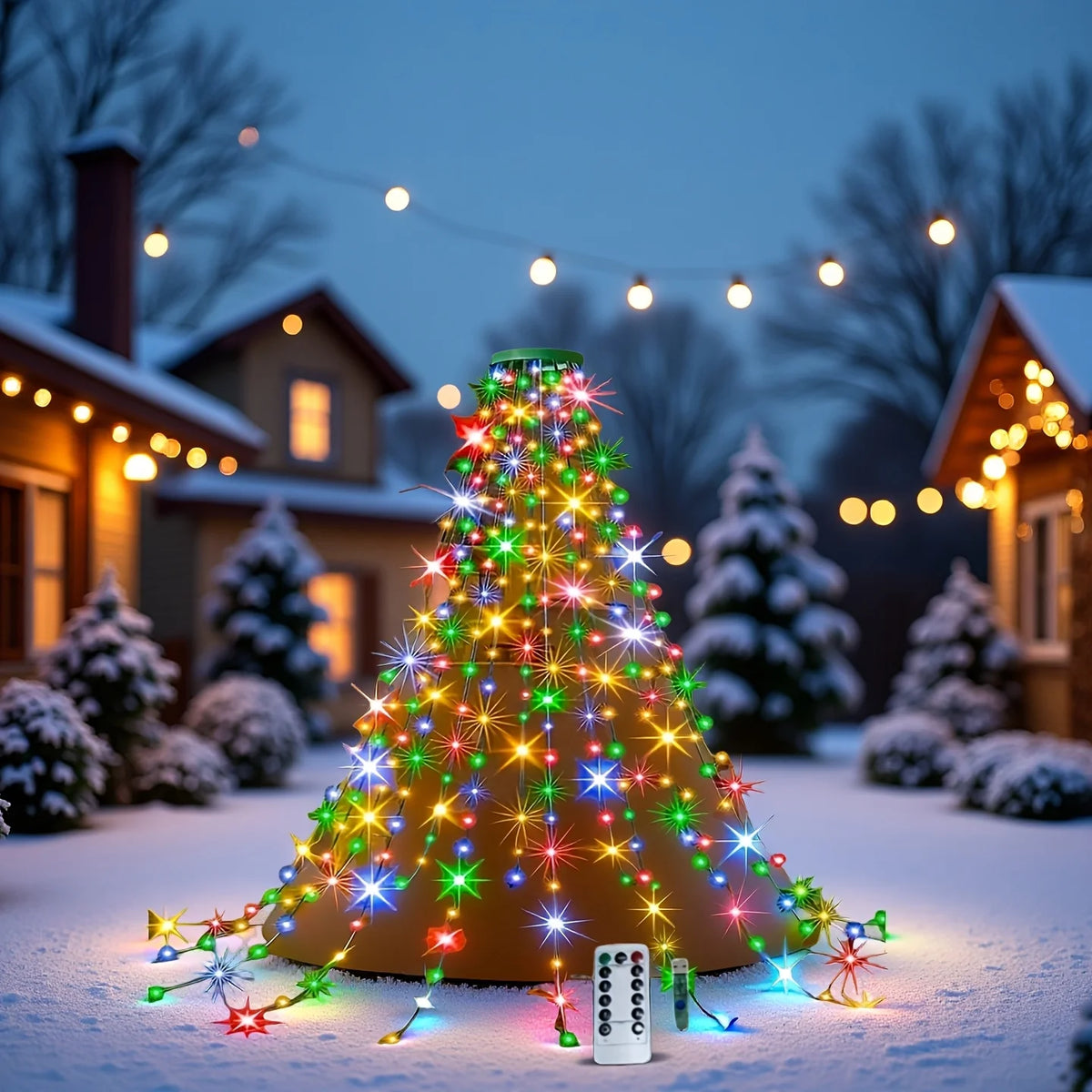 USB-Powered Waterfall Christmas Tree Lights with Remote