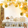 Gold crown number 15 bottle opener party favors with gold and white balloons and streamers