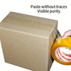 A hand is applying heavy-duty transparent packing tape to seal a cardboard box.
