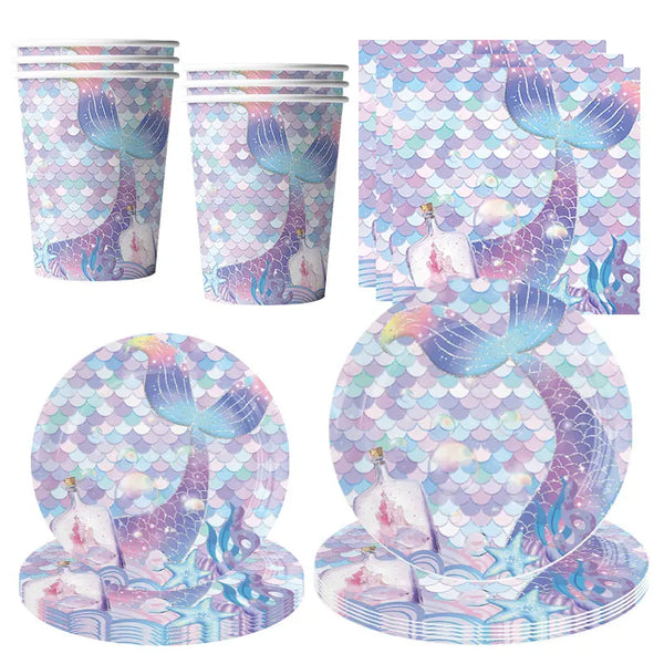 Purple Mermaid Birthday Party Supplies Kit for Girls