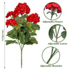 Illustration of artificial geranium flowers showing adjustable flowers, leaves, and branches.