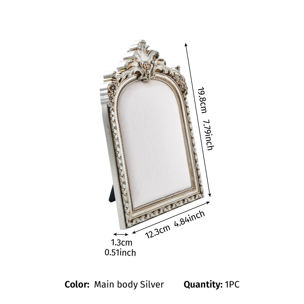 European-Style Velvet Jewelry Display Stand with Silver-Plated Floral Detail
