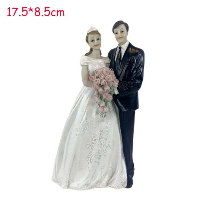 Resin Bride and Groom Cake Topper Figurine Set