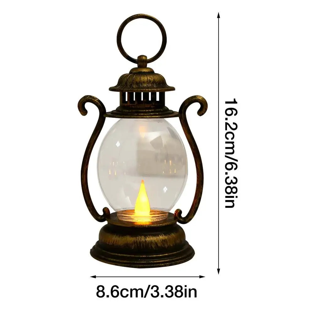 A vintage style battery-powered desk lamp with a dark bronze finish and an exposed incandescent bulb.