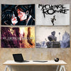 A banner featuring My Chemical Romance artwork and text, displayed above a desk.