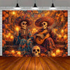 Day of the Dead Skeleton Carnival Backdrop for Halloween Party Decorations