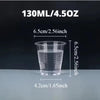 A clear plastic cup is shown with dimensions 6.5cm/2.56inch in height and 4.2cm/1.65inch in diameter.